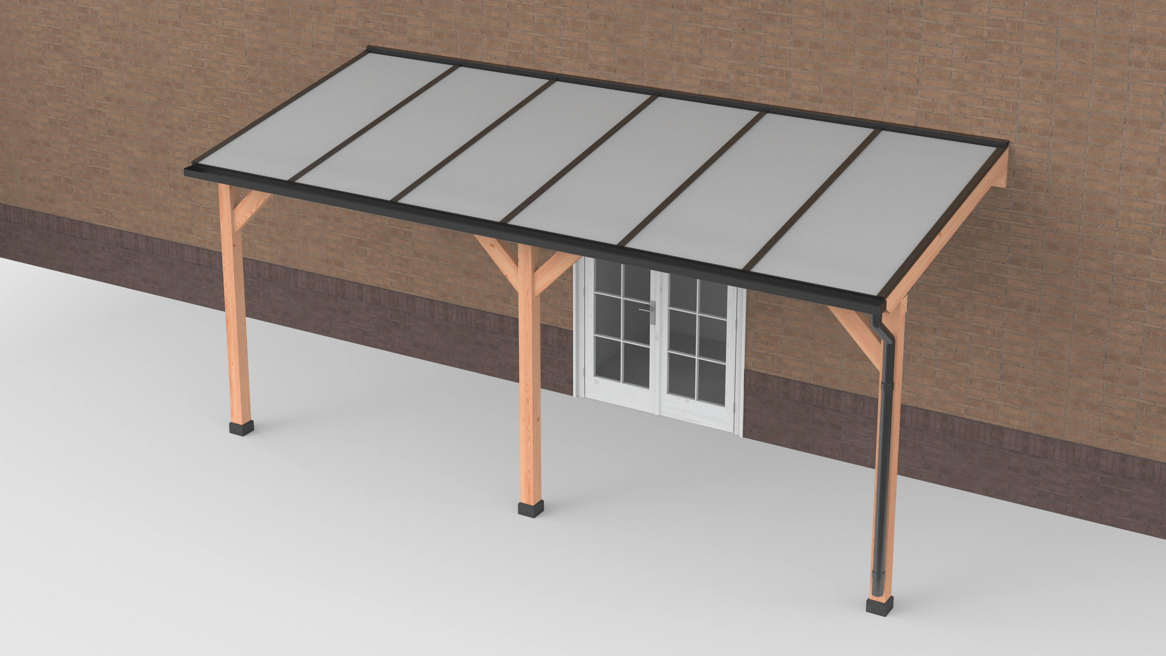 Douglas Terrasoverkapping Zwart Polycarbonaat Opaal Geschaafd 600 x 250 cm - Afbeelding 1